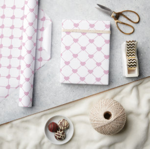 Elegantes, rosafarbenes Herz-Raster-Papier Geschenkpapier