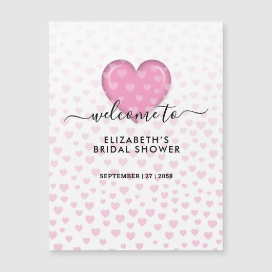 Elegantes rosafarbenes Herz- und Fußkleckendesign Magnetkarte (Vorderseite)
