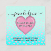 Elegantes rosafarbenes Herz- und Fußkleckendesign Quadratische Visitenkarte (Rückseite)