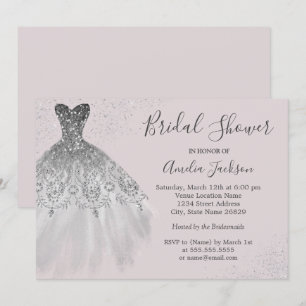 Elegantes, rosafarbenes Hochzeitgown-Brautparty Einladung