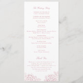 Elegantes rosafarbenes Hortensien-Hochzeitsprogram Programm (Rückseite)