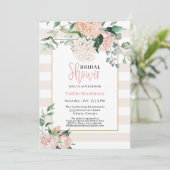 Elegantes, rosafarbenes Hydrangea-Brautparty Einladung (Stehend Vorderseite)