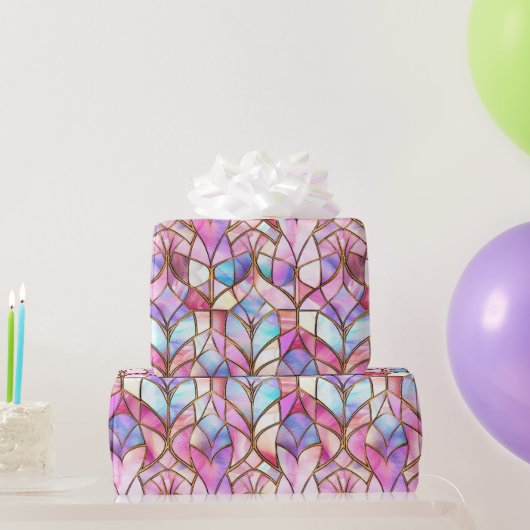 Elegantes rosafarbenes Imitat gestanztes Glasmuste Geschenkpapier (Partygeschenke)