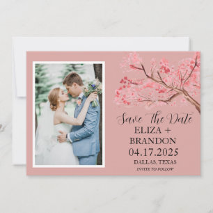 Elegantes rosafarbenes Kirschblossom Foto Save The Date