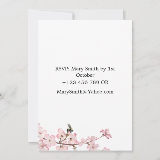 Elegantes rosafarbenes Kirschblossom Probe Abendes Einladung (Rückseite)