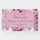 Elegantes rosafarbenes Kirschblüten-Brautparty Banner (Horizontal)