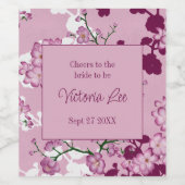 Elegantes rosafarbenes Kirschblüten-Brautparty Weinetikett (Einzelnes Label)