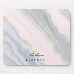 Elegantes rosafarbenes Lila Pastel Gold Glitzer Mo Mousepad