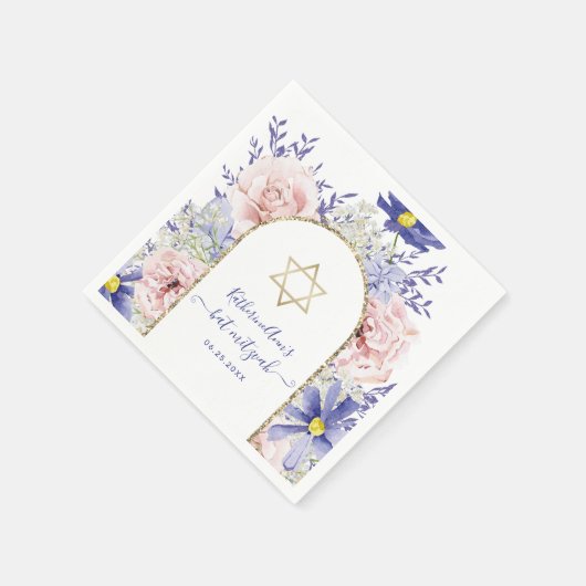 Elegantes rosafarbenes Lila Wasserfarben Bat Mitzv Serviette (Ecke)
