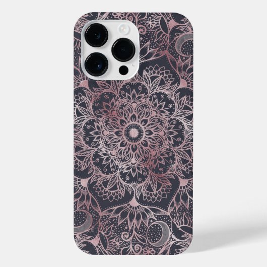 Elegantes rosafarbenes Mandala Design iPhone Hülle (Rückseite)