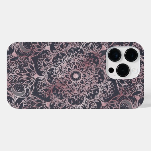 Elegantes rosafarbenes Mandala Design iPhone Hülle (Rückseite (Horizontal))