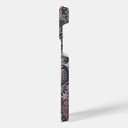 Elegantes rosafarbenes Mandala Design iPhone Hülle (Linke Seite)