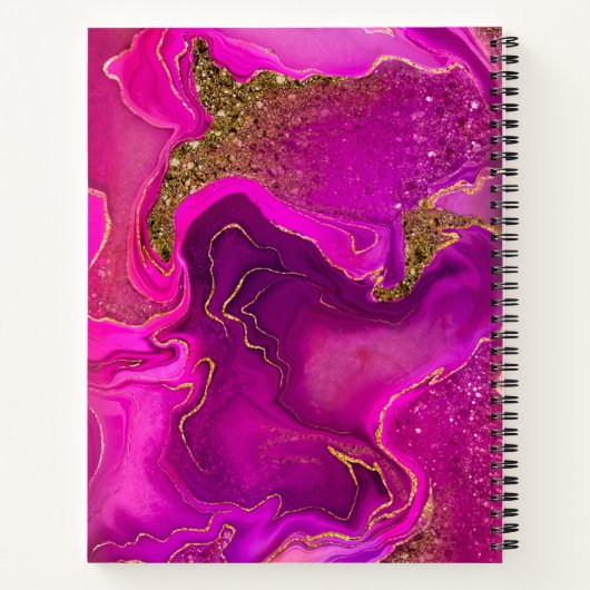 Elegantes, rosafarbenes Marmor-Imitat Gold Glitzer Notizblock (Rückseite)