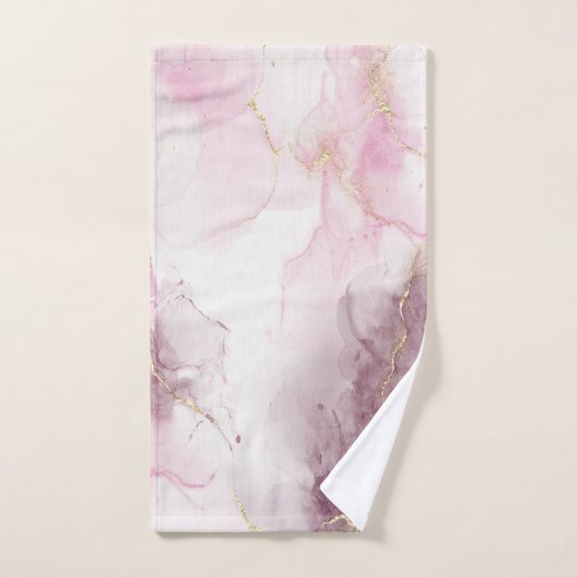 Elegantes rosafarbenes Marmordesign Badhandtuch Set (Handtuch)