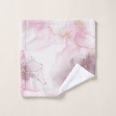 Elegantes rosafarbenes Marmordesign Badhandtuch Set (Waschlappen)