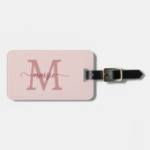 Elegantes rosafarbenes Monogramm Anfangsbuchstabe Gepäckanhänger (Vorderseite horizontal)