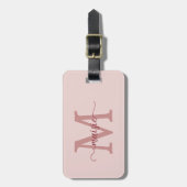 Elegantes rosafarbenes Monogramm Anfangsbuchstabe Gepäckanhänger (Vorderseite vertikal)