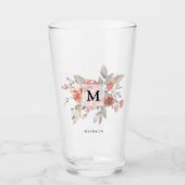 Elegantes rosafarbenes Monogramm der grauen Blume Glas (Vorderseite)