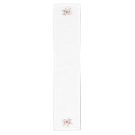 Elegantes rosafarbenes Monogramm der grauen Blume Kurzer Tischläufer