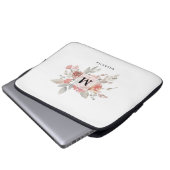 Elegantes rosafarbenes Monogramm der grauen Blume Laptopschutzhülle (Vorne Knopf)