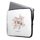 Elegantes rosafarbenes Monogramm der grauen Blume Laptopschutzhülle (Vorderseite Links)
