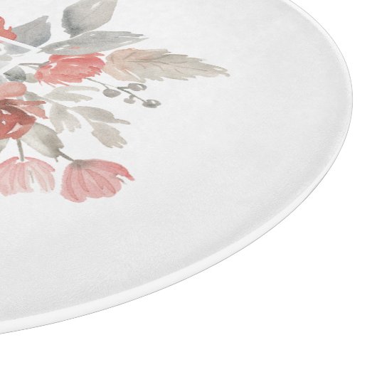 Elegantes rosafarbenes Monogramm der grauen Blume Schneidebrett (Ecke)