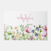 Elegantes rosafarbenes Monogramm Fußmatte (Vorderseite)