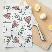 Elegantes rosafarbenes Monogramm Geschirrtuch (Viertel Falte)