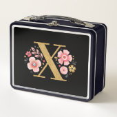 Elegantes rosafarbenes Monogramm Metall Brotdose (Vorderseite)