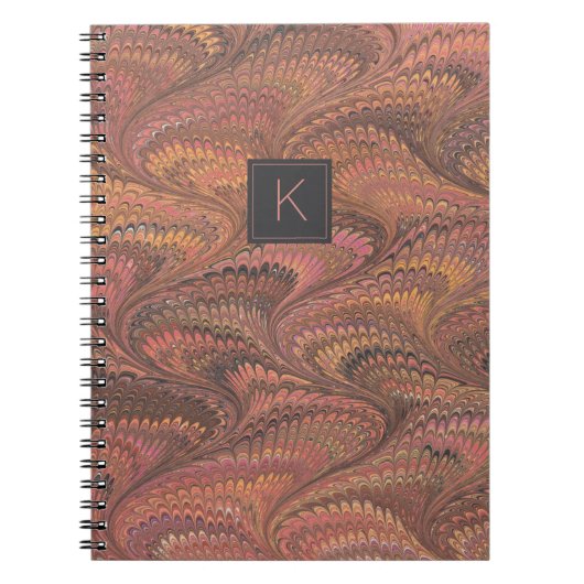 Elegantes rosafarbenes Monogramm-Notebook aus brau Notizblock (Vorderseite)