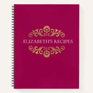 Elegantes rosafarbenes Monogramm Rezept Kochbuch Notizblock