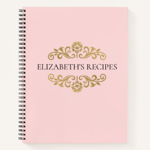 Elegantes rosafarbenes Monogramm Rezept Kochbuch Notizblock