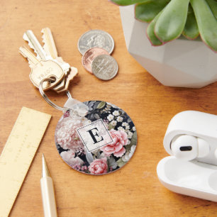 Elegantes rosafarbenes Monogramm Schlüsselanhänger