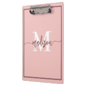 Elegantes rosafarbenes Monogramm-Schriftname Klemmbrett (Links)