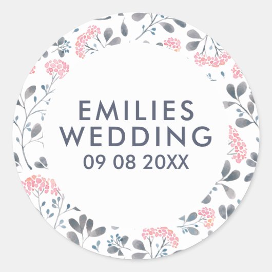 Elegantes rosafarbenes Muster für Blume Runder Aufkleber (Vorderseite)