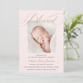 Elegantes, rosafarbenes, pastellfarbenes Script-Ta Einladung (Stehend Vorderseite)