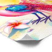 Elegantes rosafarbenes Pfauenwasser-Farbposter Poster (Ecke)