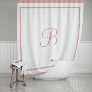 Elegantes rosafarbenes Rand-Script-Monogramm Duschvorhang