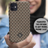 Elegantes rosafarbenes Retro-Muster Monogramm Case-Mate iPhone Hülle