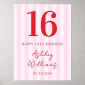 Elegantes rosafarbenes rosa rotes Modern 16. Gebur Poster (Vorne)