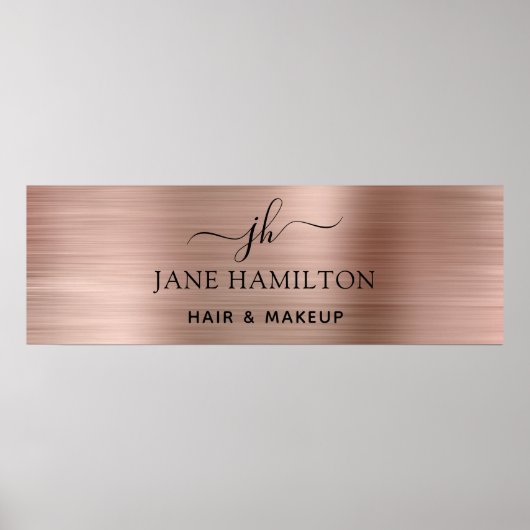 Elegantes rosafarbenes, rosafarbenes Metallplakat Poster (Vorne)