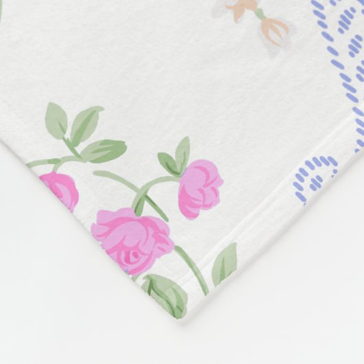 Elegantes rosafarbenes Rosenmuster | Fleecedecke (Ecke)
