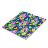 Elegantes rosafarbenes Rosenmuster Fliese (Seite)