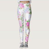Elegantes rosafarbenes Rosenmuster | Leggings (Vorderseite)