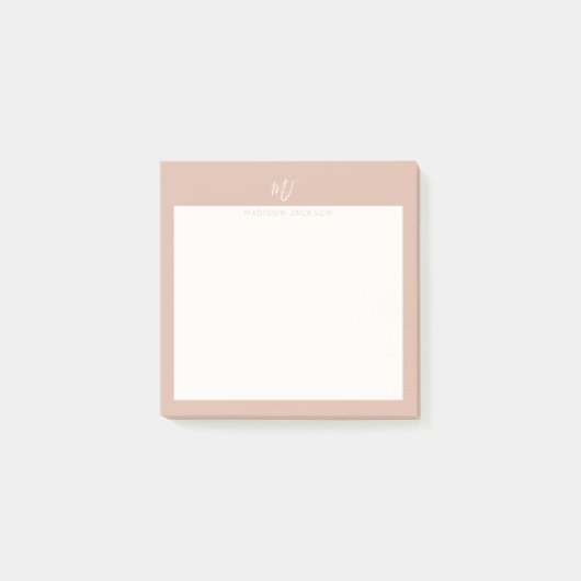 Elegantes rosafarbenes Schriftmonogramm Post-it Klebezettel (Vorderseite)