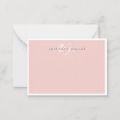 Elegantes rosafarbenes Skript-Monogramm Mitteilungskarte (Vorderseite)