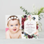 Elegantes, rosafarbenes, weinrosa Foto Einladung (Stehend Vorderseite)