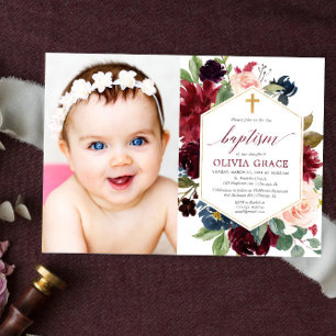 Elegantes, rosafarbenes, weinrosa Foto Einladung