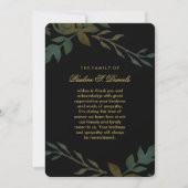 Elegantes Rose Black & Gold Foto Danke Karte (Rückseite)