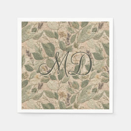 Elegantes Rosé-Blattmuster im Vintage-Stil Serviette